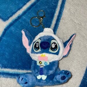 Blue and White Plush Keychain